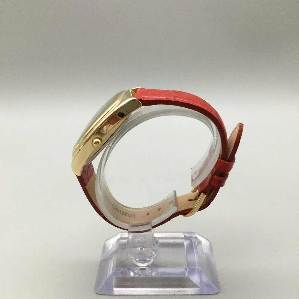 Gossip Womens Watch 31mm Gold Tone Tonneau Red Leather GS78430 New Battery